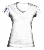 Fehér V nakú női póló