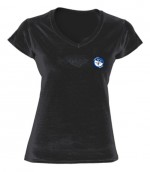 Fekete V nyakú női póló