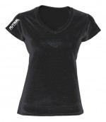 Fekete V nyakú női póló