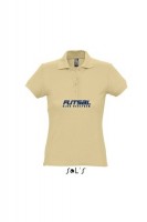 Homokszínű galléros női póló