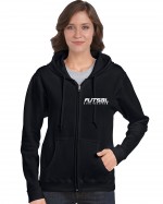 Fekete zipzáros női kapucnis pulóver